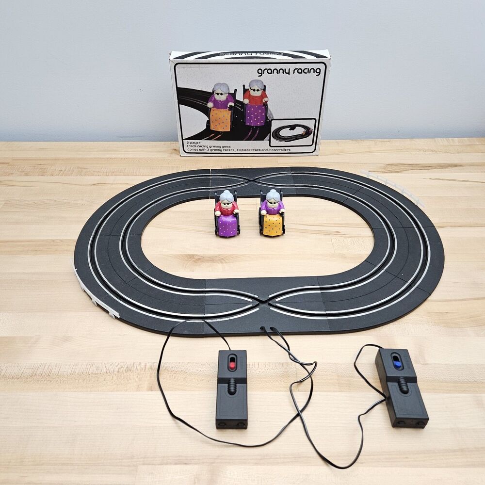 TESTED Granny Racing VINTAGE Track Racing Game Collectible WORKS slot car style
